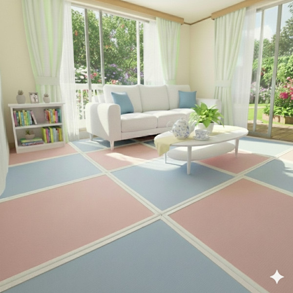 桜色と空色の畳敷き